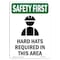 Signmission OSHA Sign, Hard Hats Required W/ Symbol, 10in X 7in Rigid Plastic, 7" W, 10" H, Portrait OS-SF-P-710-V-11153 - alternate 1